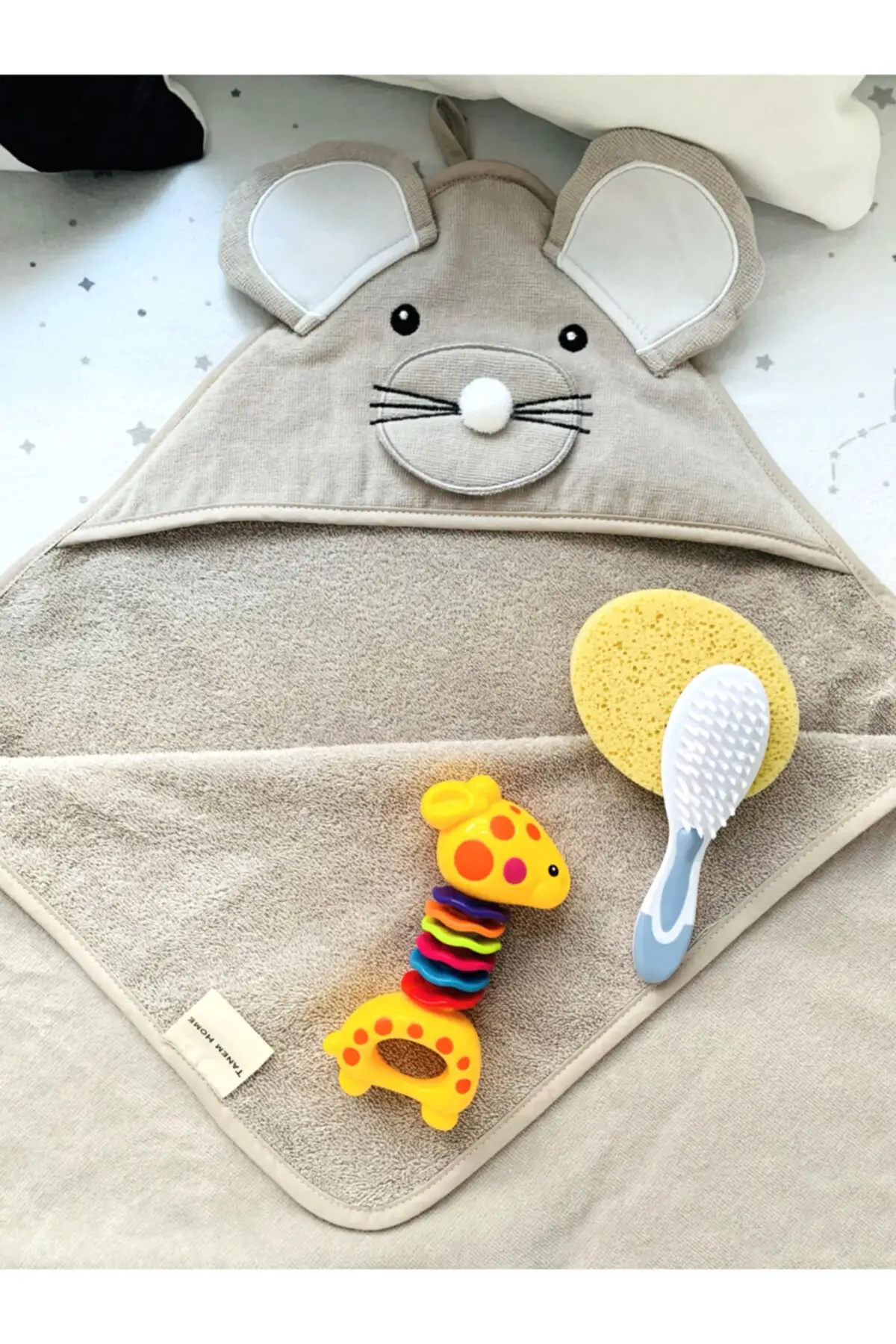 

Полотенце из 100% хлопка с вышивкой мышь, детское полотенце, пеленки, 75x75 см, хлопковая однотонная серая однотонная одежда и банный халат, мебель для ванной и дома