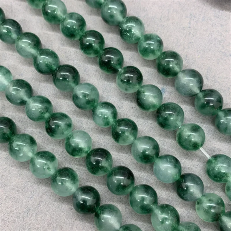 Круглые свободные бусины-разделители из халцедона с водорослями для