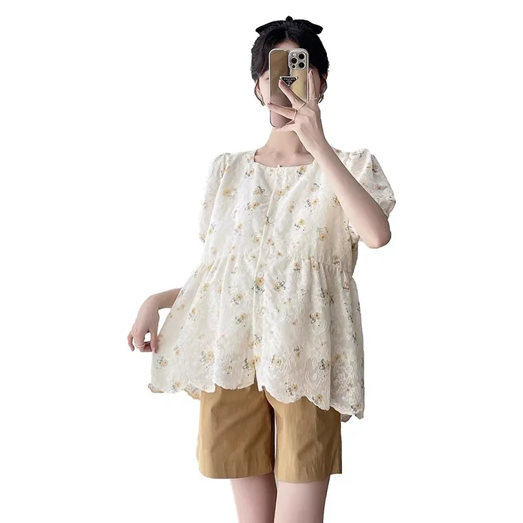 

Spring 2022 Maternity short sleeve shirt large size maternity dress2022