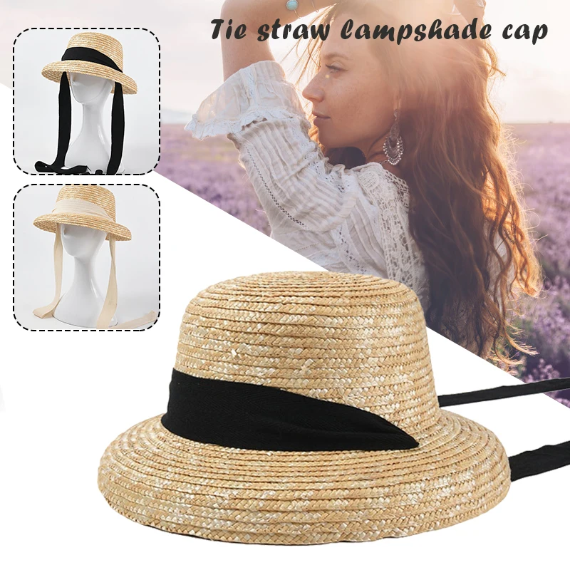 

Boho Style 2022 Bow Sun Hat Wide Brim Floppy Summer Hats for Women Beach Panama Straw Dome Bucket Hat Femme Shade Hat