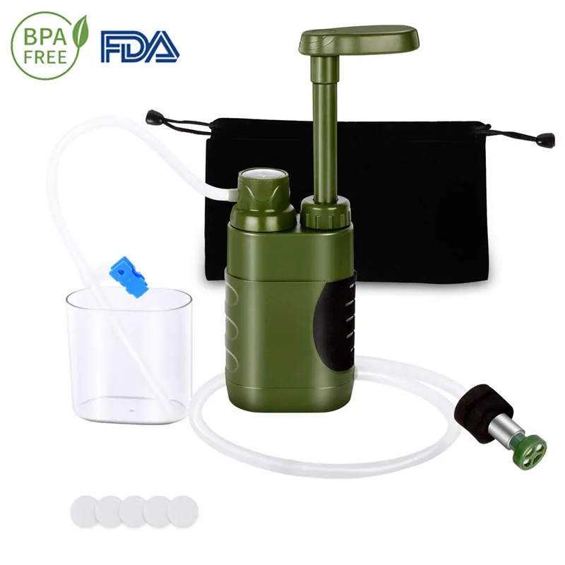 

Outdoor Water Purifier Pump 3-Stage Water Filter 0.01 Micron Emergency Portable Water Filtered for Hiking Survival Gear Camping