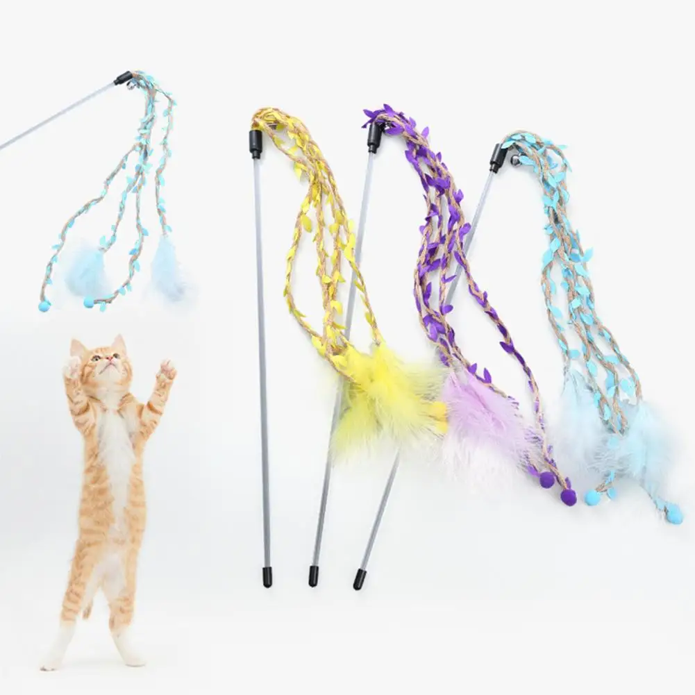 

Cat Wand Toy Durable Creative with Bell Pet Cat Feather Teaser Rod Toy Pet Supplies Cat Teaser Toy Cat Teaser Rod
