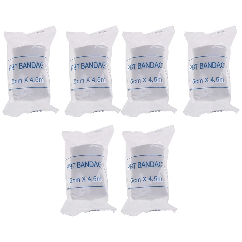 

6 rolls/lot 5cmx4.5m PBT Elastic Bandage First Aid Kit Gauze roll Wound Dressing Medical Nursing Emergency Care Bandage