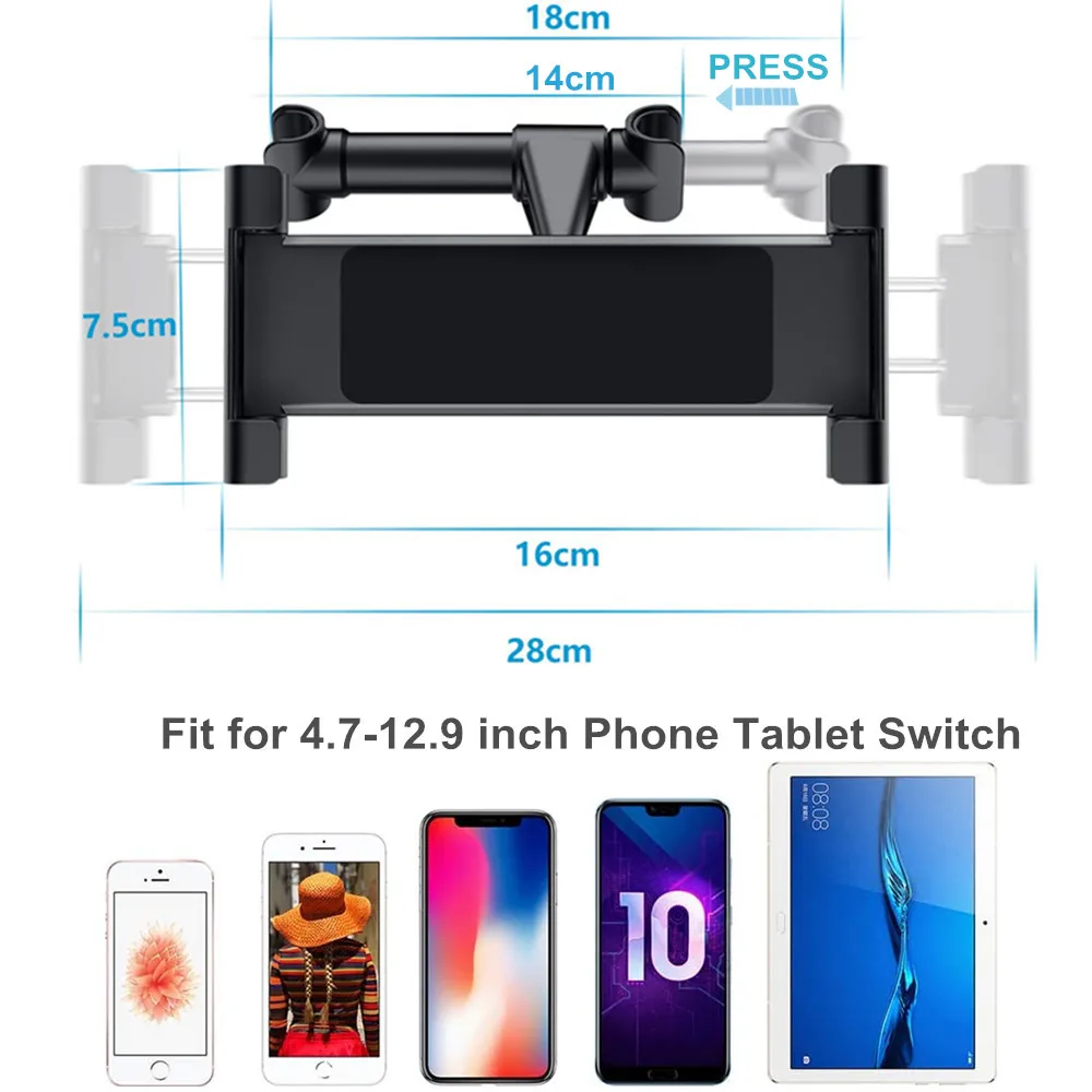 tablet car holder for 4 7 13 in tablet phone holder back seat headrest mounting holder car accessories for ipad pro 12 9 free global shipping