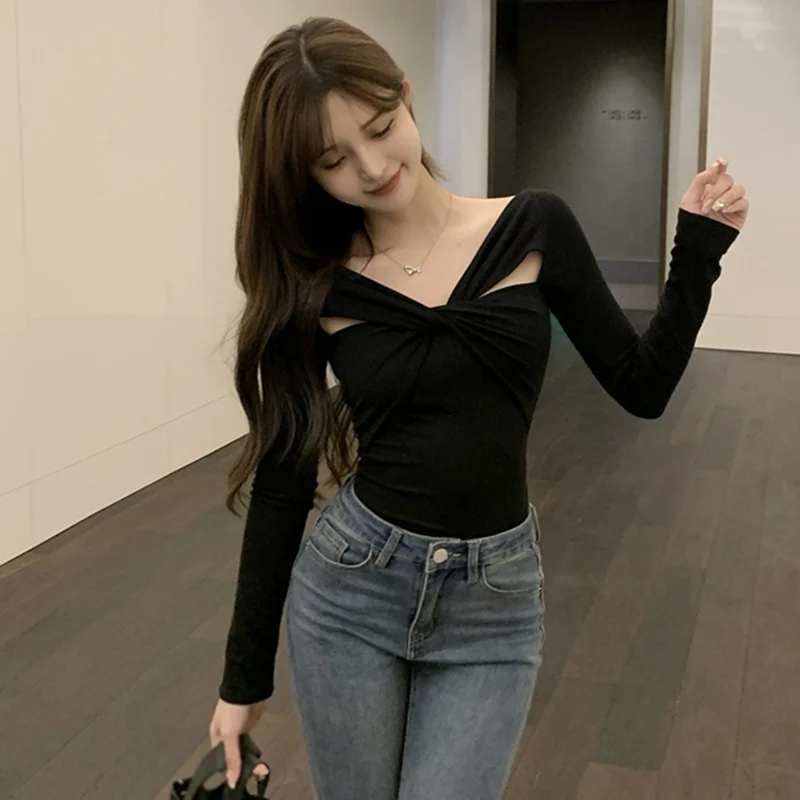 Весенняя шикарная футболка для женщин укороченные топы в корейском ретро-стиле