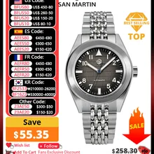 San Martin New 39.5mm Original Design Fashion Sport Mens Watch Automatic Mechanical Grid Pattern Dial Fly Adjustable Clasp 10ATM