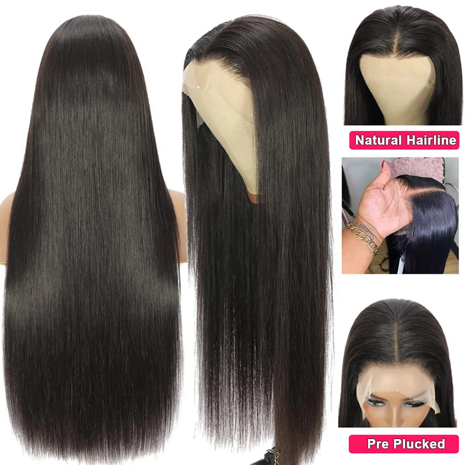 Черный Натуральный 20-дюймовый Фронтальный Парик Шнурка Прозрачное Швейцарское