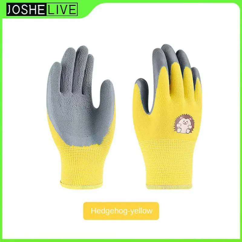 

Детские латексные перчатки, износостойкие нитриловые перчатки с ударопрочным покрытием, прочные Мультяшные садовые перчатки из полиэстера