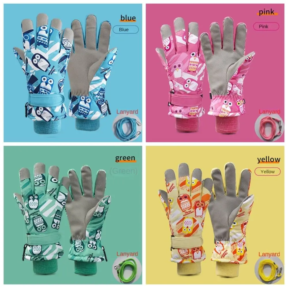 

1 Pair of Warm Ski Gloves Christmas Gift Thickening Windproof Winter Gloves Adding Cotton Cartoon Children's Gloves Riding