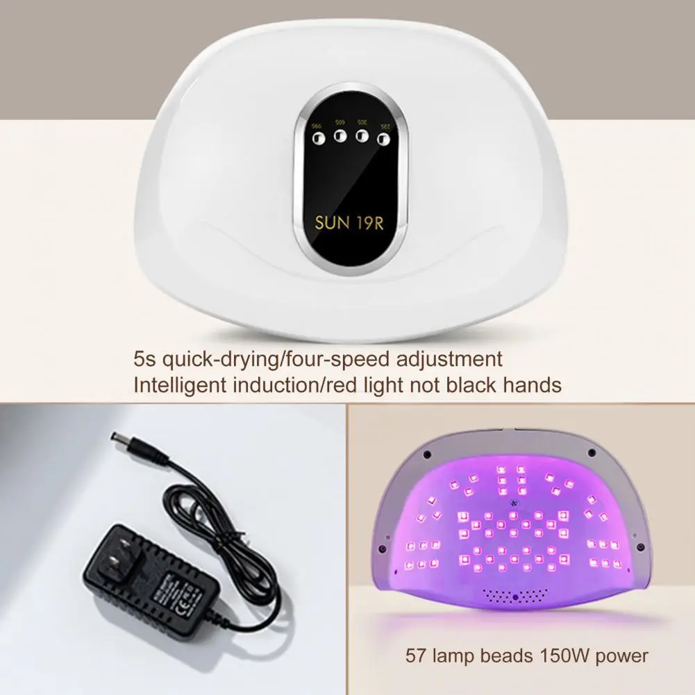

150W LED Nail Lamp 57 Lamp Beads Auto Sensor Quick-drying UV Phototherapy Glue Nail Dryer for Curing All Gel