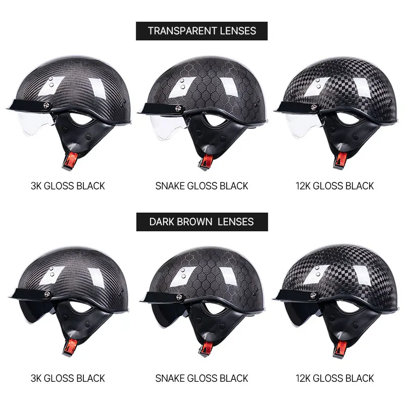 Полулицевой шлем из углеродного волокна 1/2 мотоциклетные шлемы Four Seasons Universal 3K Ultra