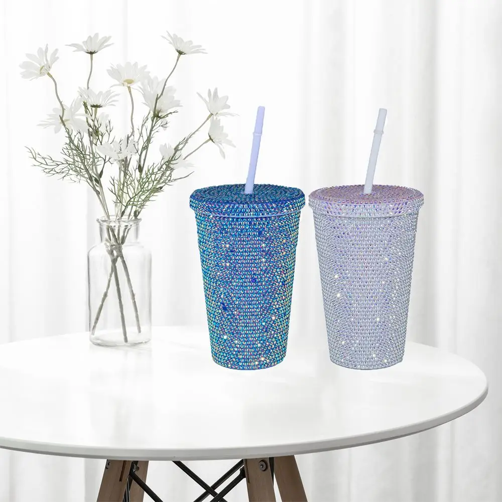 

Fashion Rhinestone Plastic Diamond Tumbler Fruit Juice Cup Drinking Mug Coffee Cup Water Bottle