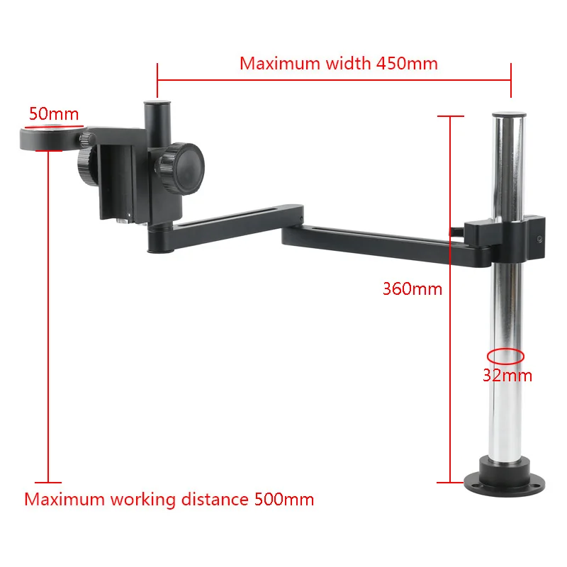Adjustable Articulating Arm Clamp Microscope Bracket 50mm Ring Holder C Mount Zoom Lens Tripod Solder Video Camera Folding Stand