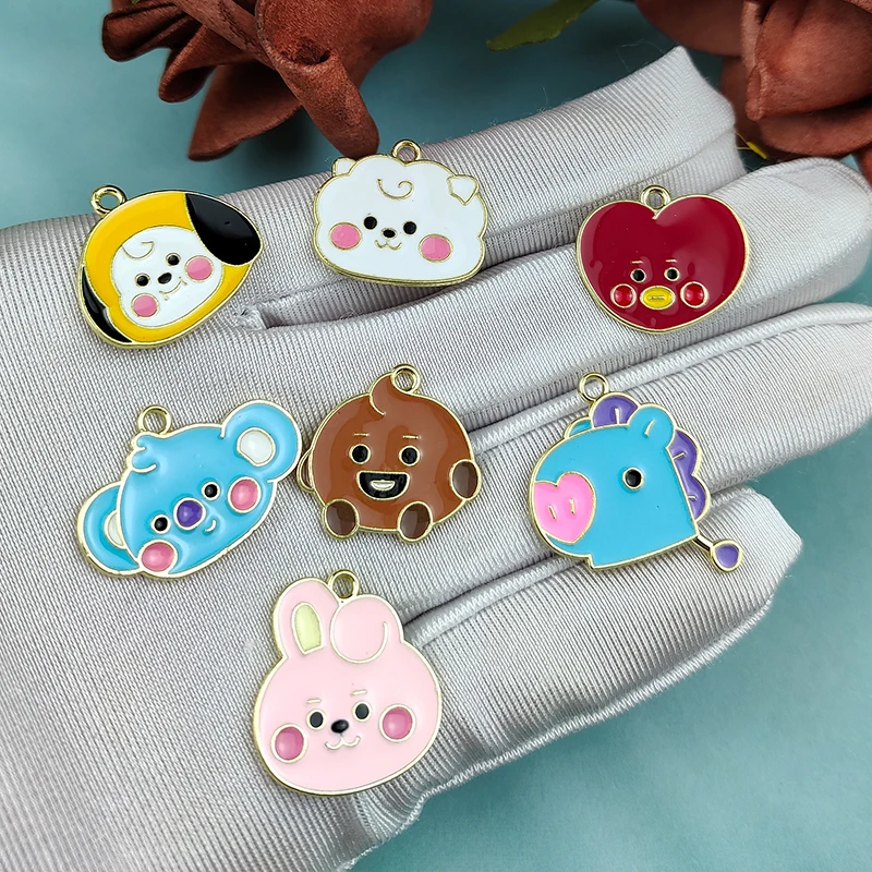 2 шт./компл. милые эмалевые Подвески в виде мультяшных кроликов подвески для