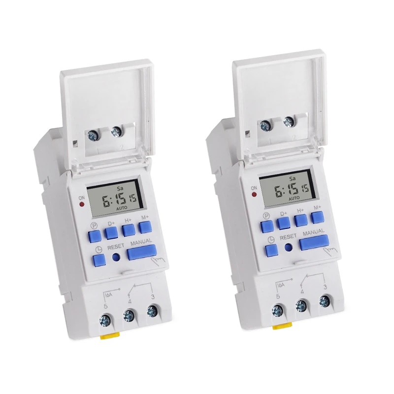 

SINOTIMER 2X Electronic Timer, TM615-2 Timer Switch 7 Days 24 Hours Programmable LCD Time Relay-220V