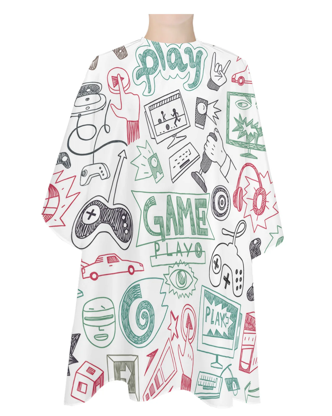 

Gamepad Computer Keyboard Red Haircut Cape Apron Hairdressing Capes Waterproof Printed Salon Hair Styling Tool Apron