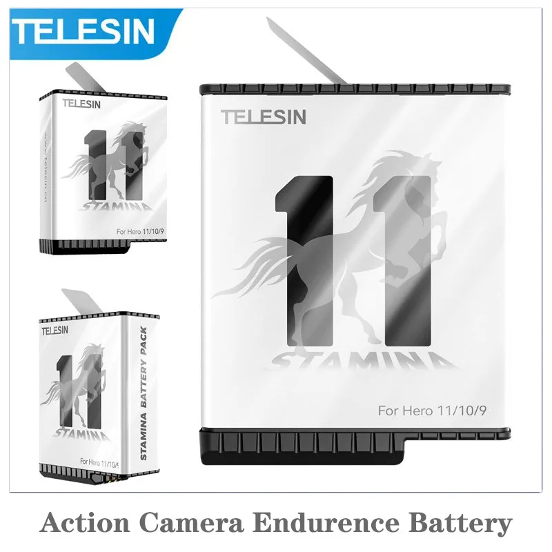 

TELESIN Endurence Battery For GoPro Hero 11 10 9 1750 mAh Battery 3 Slots Battery Storage Charger Box For GoPro 9 10 11 Camera