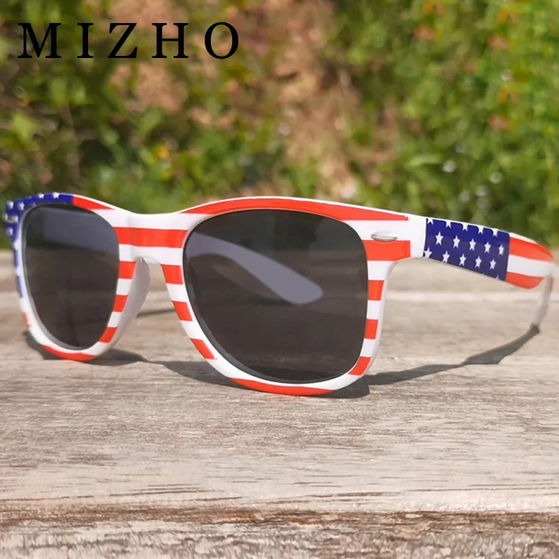 

MIZHO 2022 New Fashion Cool Square Style Sunglasses Women Vintage Tiny Retro American Flag Brand Design Sun Glasses Men
