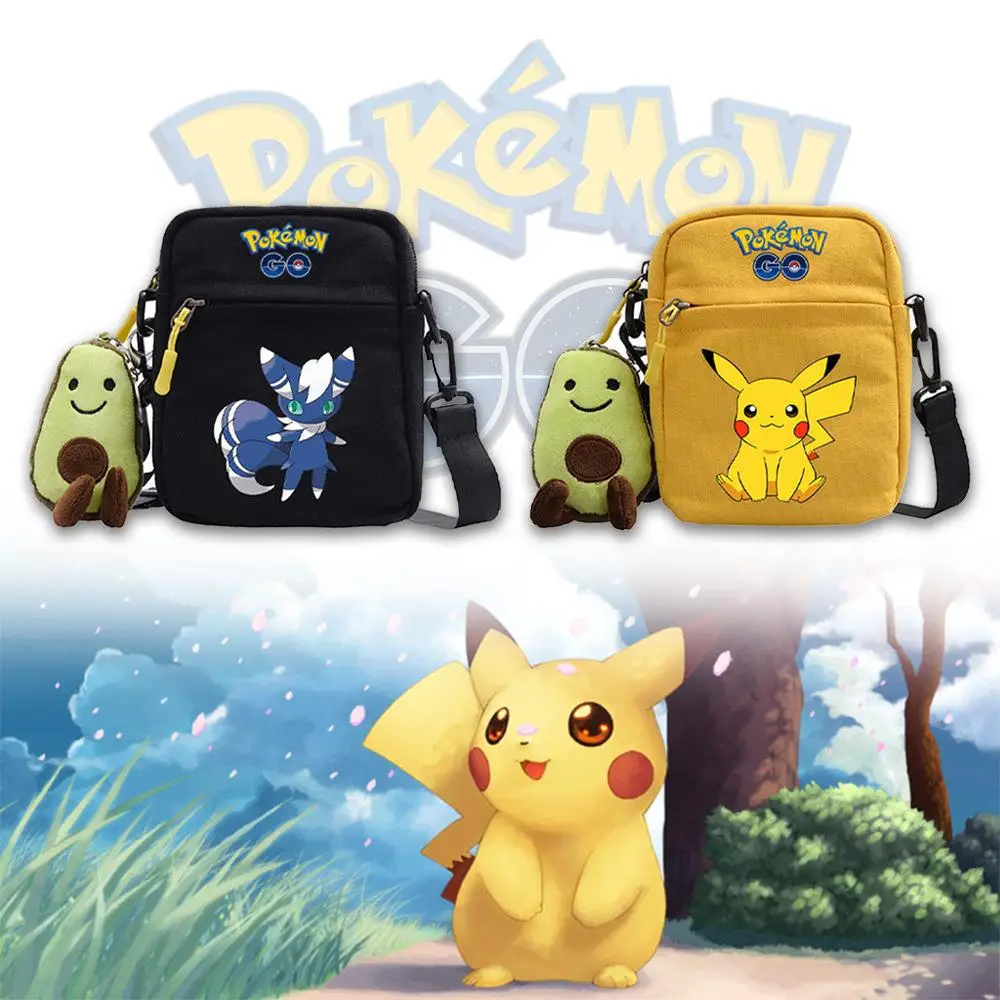 

Сумка на плечо Pikachu для учеников начальной и средней школы, маленькая квадратная аниме сумка с диагональным принтом на плечо для мужчин и женщин