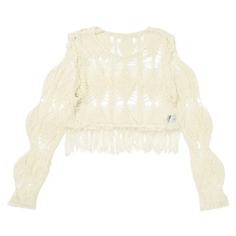 Разумный Дизайн Мужской укороченный топ Женская трикотажная куртка с бахромой