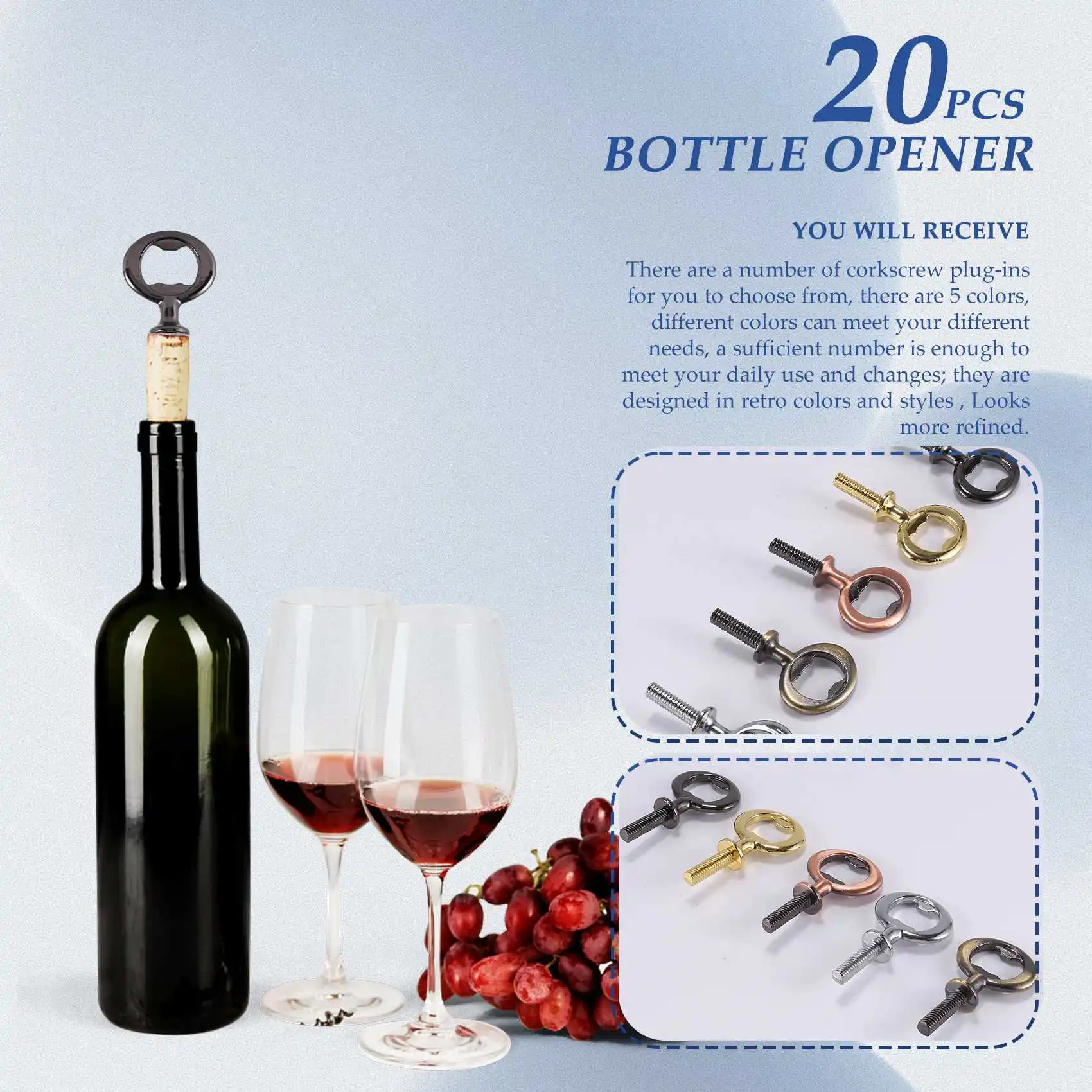 

20 шт., металлические открывалки для бутылок, 5 цветов