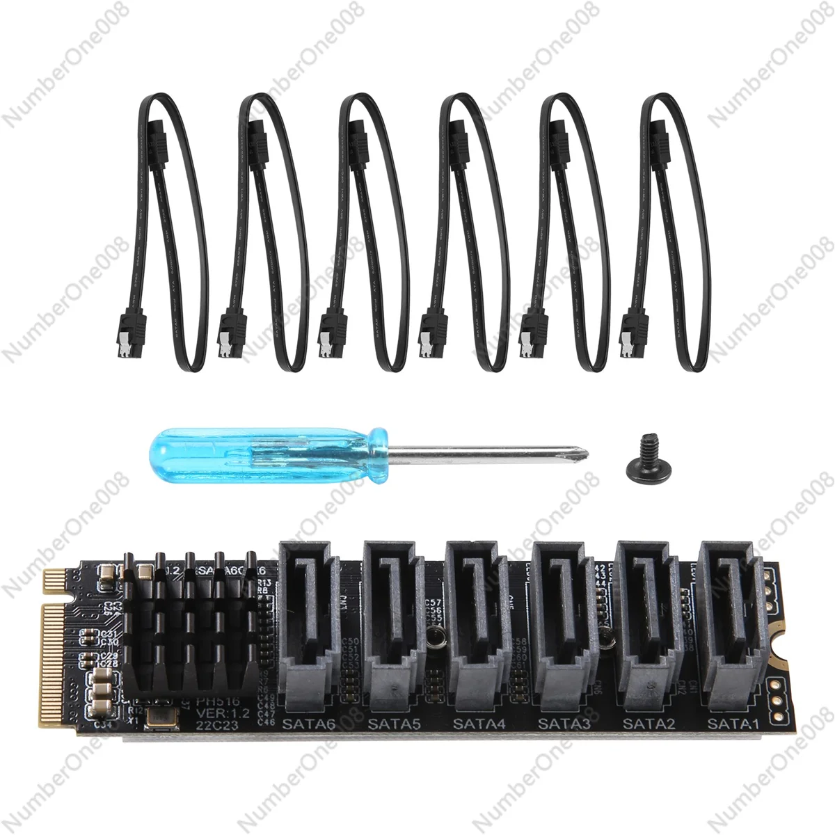 Плата расширения PCIE-SATA 6Gpbsx6-Port + кабель SATA M.2 MKEY PCI-E карта NVME на SATA3.0 ASM1166 поддержка PM