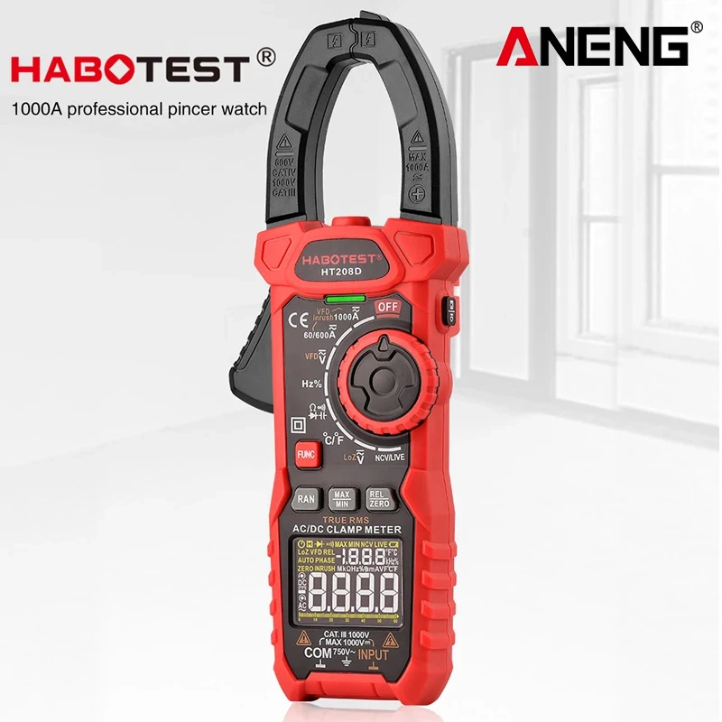 

Clamp Meter Multimeter 600V/1000V 600A/1000A AC DC True RMS Pinza Amperimetrica Capacitance Ohm Hz VFD Digital Clamp Tester