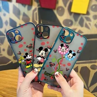 minnie mickey mouse for apple iphone 13 12 11 mini xs xr x pro max 8 7 p 6 plus frosted translucent soft tpu phone case