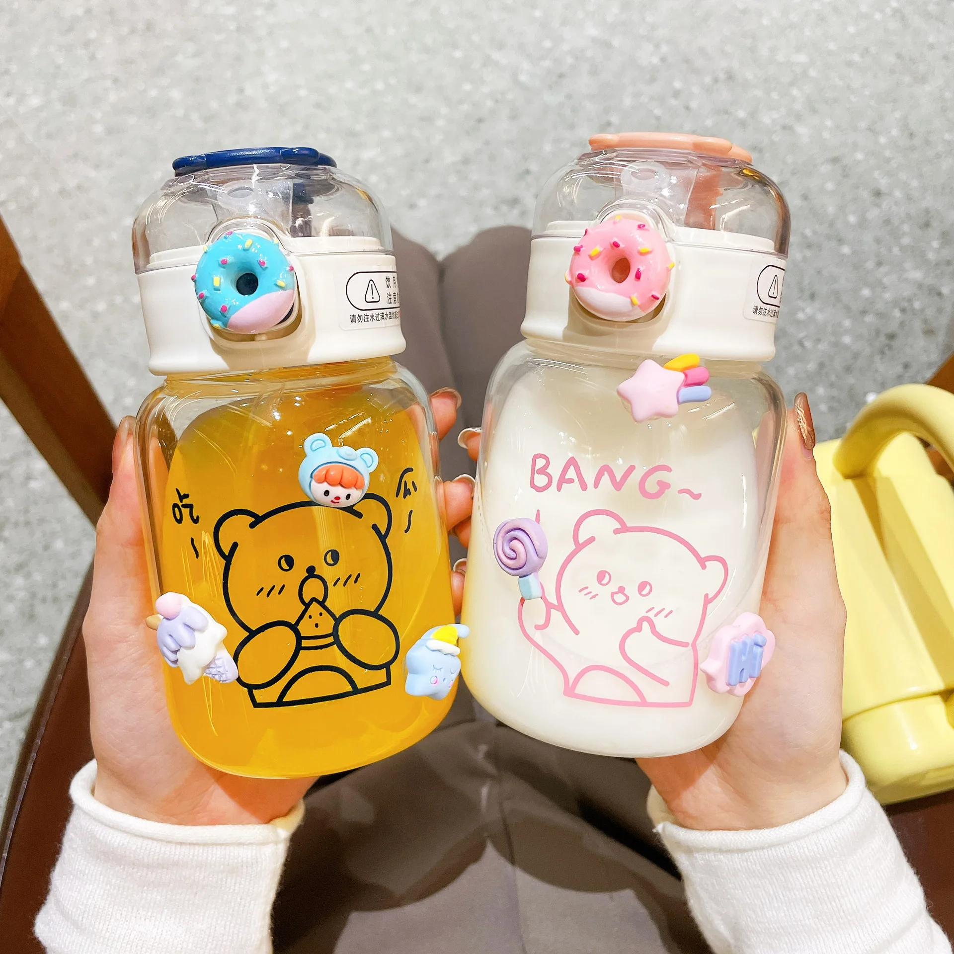 Свежая стеклянная Милая мультяшная простая печать Ins соломенная чашка