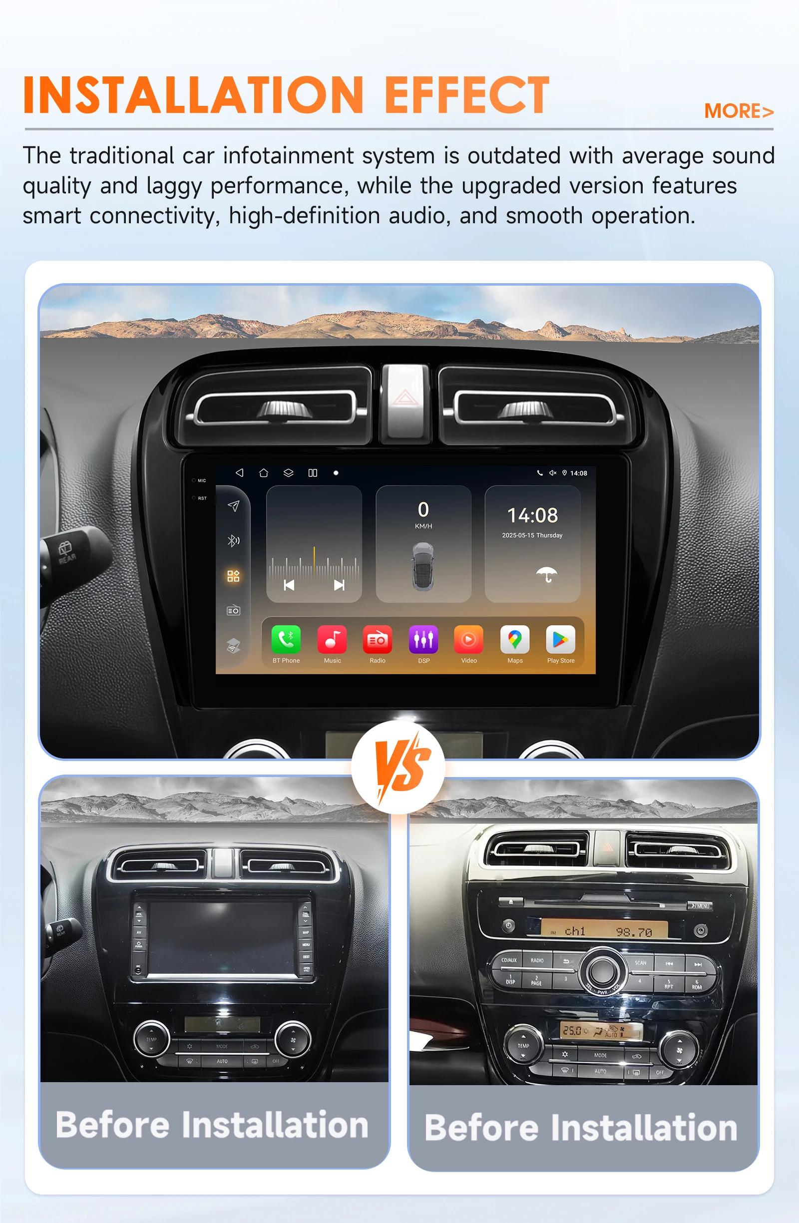 Фото Автомобильный радиоприемник Hizpo 2 Din Android 14, мультимидия для MITSUBISHI Mirage Spacestar Dodge Attitude 2012-2018, GPS-навигация, Carplay DSP №2