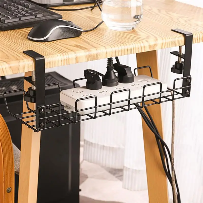 Desk Cable Under Management Wire Organizer Tray Rack Cord Storage Basket For Holder Shelf Metal Box Home Cabinet Undershelf