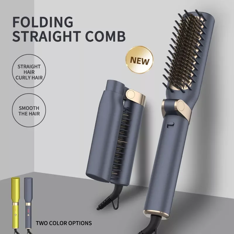 

Foldable Straight Hair Comb 4 Levels Of Temperature Adjustment Hot Heating Comb Hair Straight Styler Corrugation Curling Iron