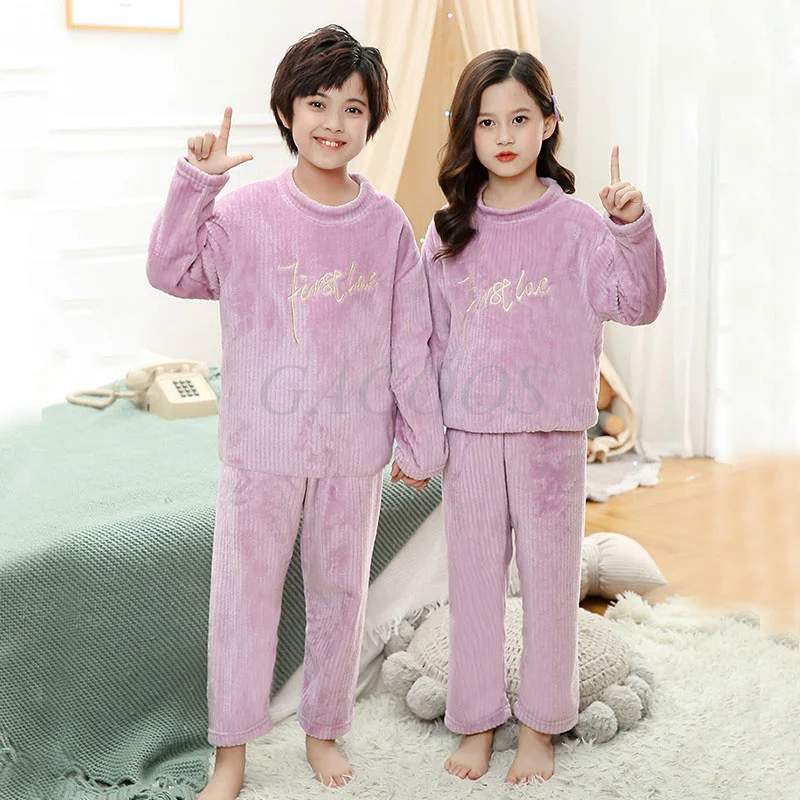 

2 шт., фланелевые пижамы для мальчиков и девочек, 4-14 лет