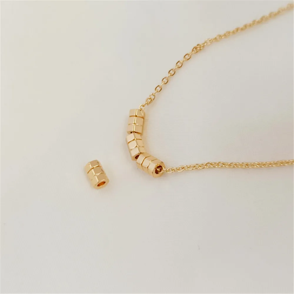 

14K Gold-plated Copper Plated Hexagonal Barrel Beaded Bracelet Necklace Separated Beads Handmade DIY Jewelry Accessories