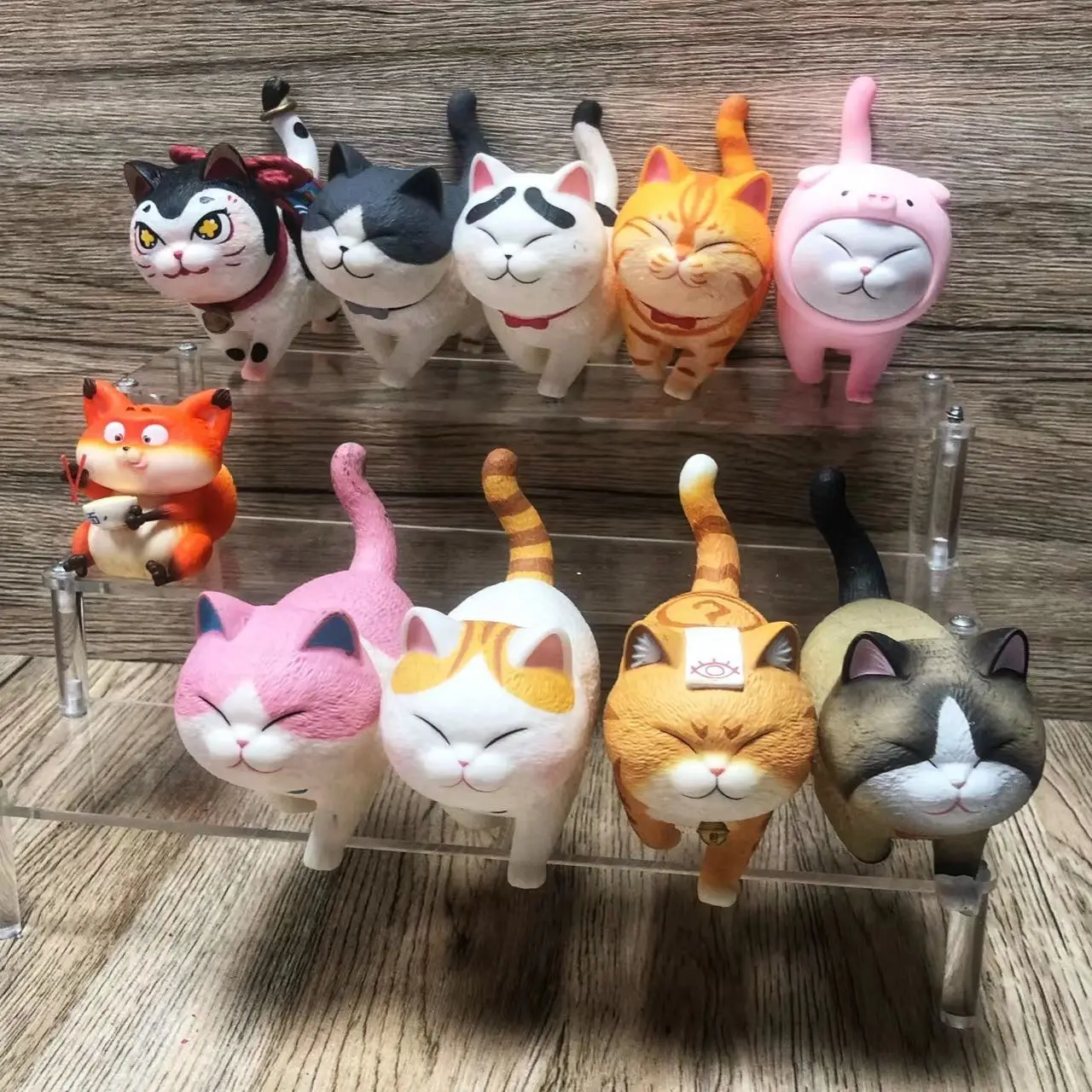 

Blind Box Guess Bag Colorful Cute Cats with Bells Animals Figures Japanese Style Anime Dolls Children Gifts Decor Desktop Models