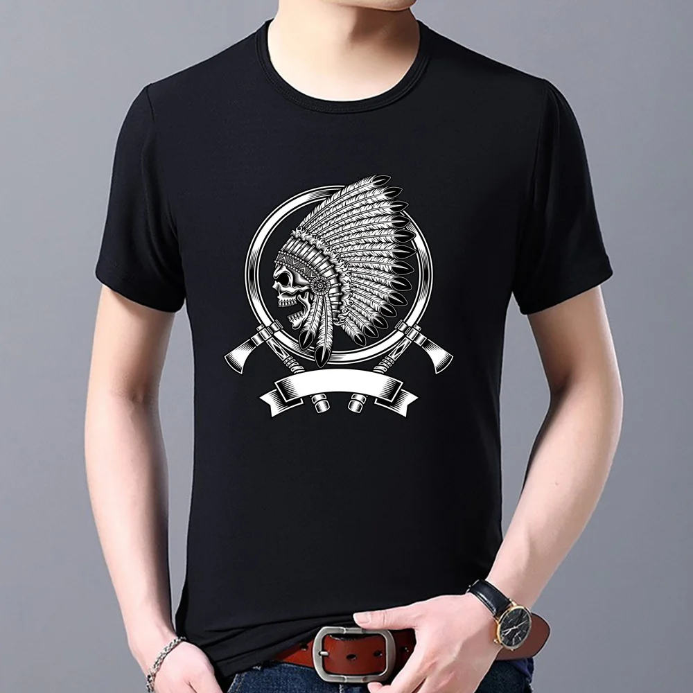 

Summer Men's Fashion Popular Devil Skull Print Shirt Casual Breathable Sports Travel O-neck T-shirt Street Harajuku Youth Shirt