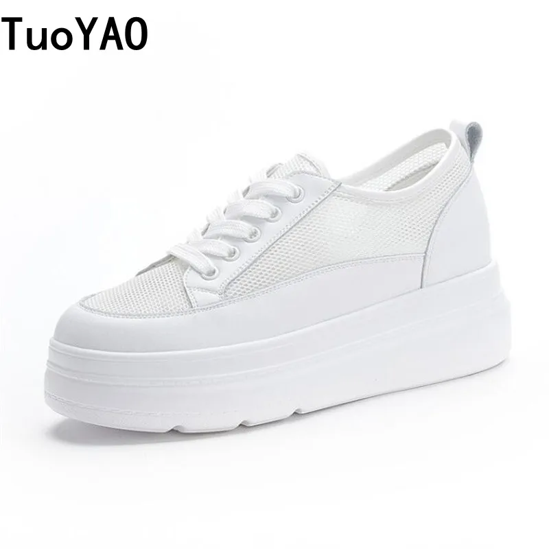 

Женские массивные кроссовки на шнуровке, новинка, дизайнерская Белая обувь для папы на высокой платформе, сетчатая обувь Ulzzang, летняя дышащая повседневная спортивная обувь