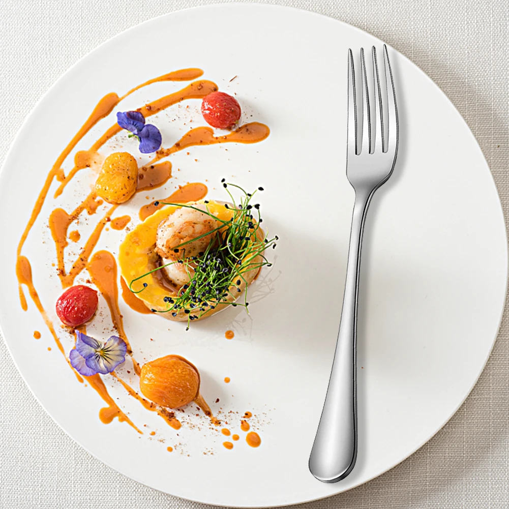 Portuguese Tableware Stainless Steel Silver Forks Arc Teeth Table Forks Western Food Hotel Steak Fork for Home Restaurant