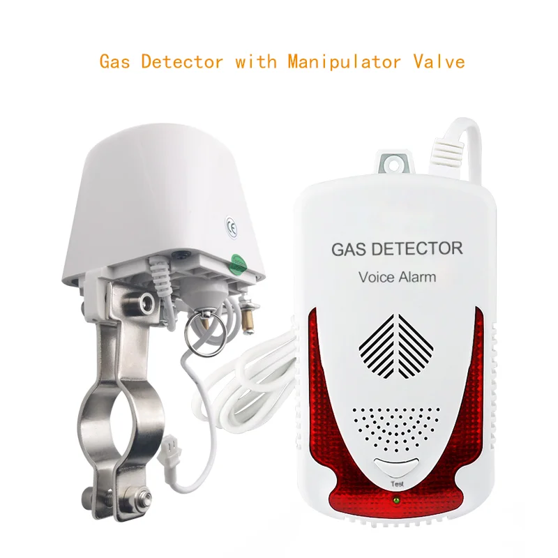 

Gas Leak Detector Leaking Monitor LPG Natural Methane Leakage Sensor For Home Kitchen Alarm System with DN15 Manipulator Valve