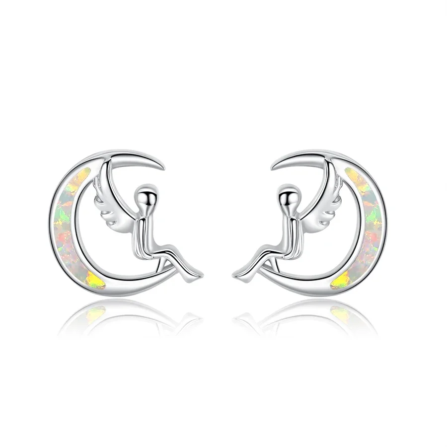 KALETINE серьги-гвоздики из стерлингового серебра 925 пробы с опалом крылья ангела