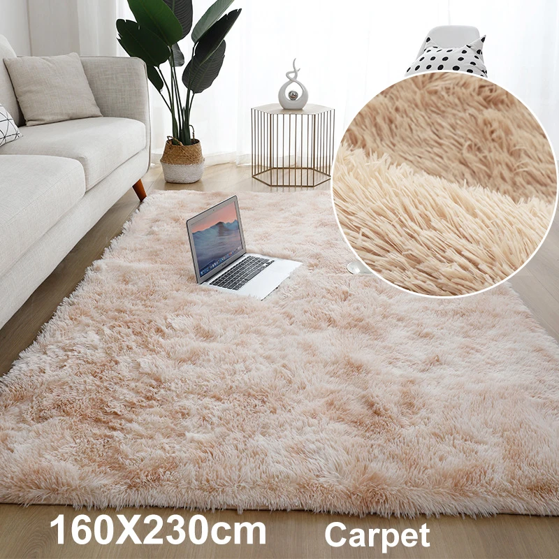 

Tie Dye Solid Color Carpet Polyester Long Hair Tapis Salon Alfombras Para Sala Rug De Chambre Bedroom Decoration Square Tapete