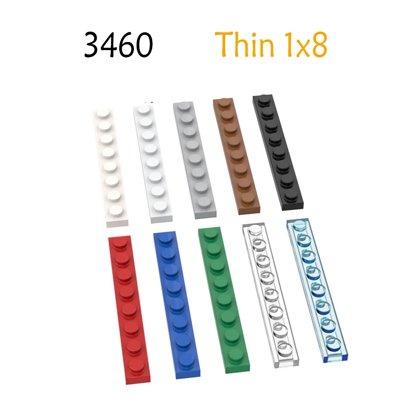 MOC тонкие фигурки-кирпичи 1x8 точек 10 шт. строительные блоки сделай сам креативные