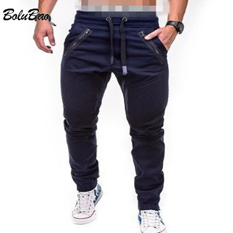 BOLUBAO 2022 Men's Casual Pants New Fashion Lace Up Elastic Sweatpants Double Zipper Open Crotch Pants for Men