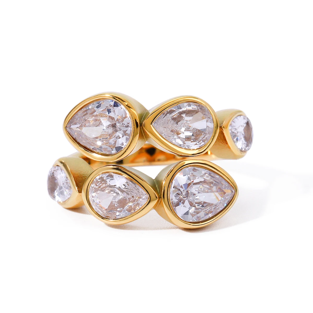 Женское модное кольцо Uworld из нержавеющей стали с цирком в форме капли воды