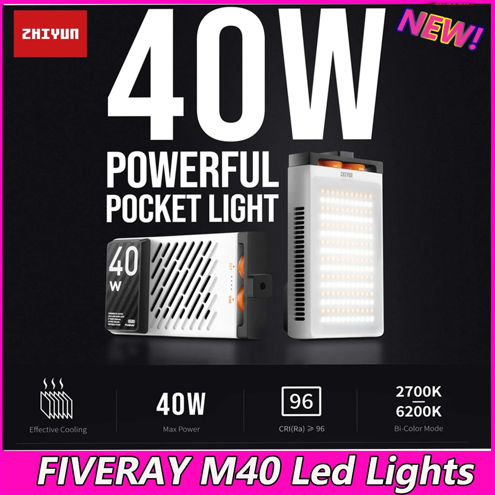 

Светодиодная лампа ZHIYUN FIVERAY M40, карманная лампа для фото-и видеосъемки, ручное освещение Tiktok/YouTube, освещение для фотосъемки