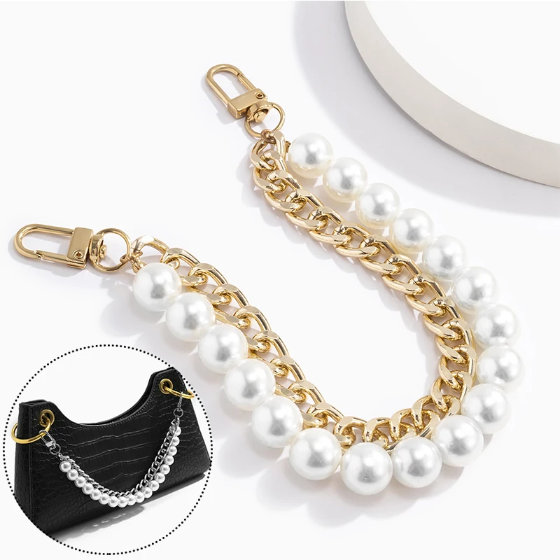 

Retro Double-layer Imitation Pearls Chain Bag Chain bag belt Handbag Chain replaceable shoulder crossbody Handbag Accessories