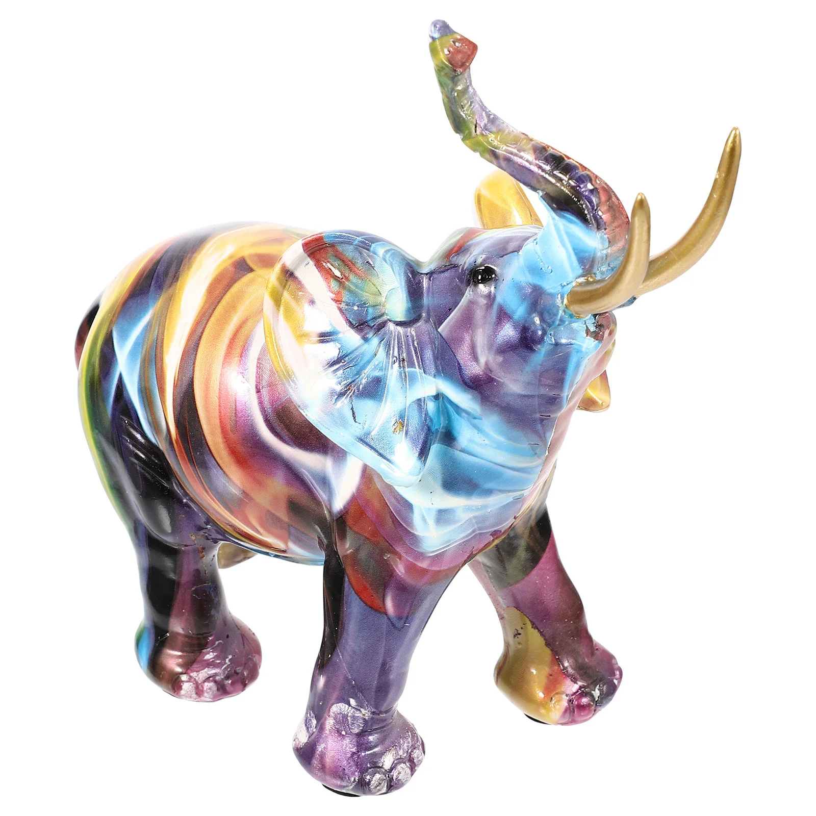 

Elephant Statue Colorful Figurines Modern Animal Figure Fengshui Desktop Ornament Home Office Bedroom Decor