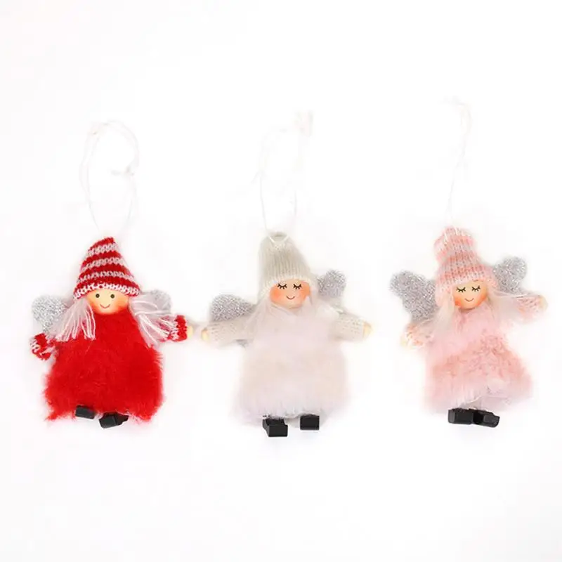 

Christmas Plush Lace Angel Creative Cartoon Doll Xmas Tree Ornaments Knitted Fabric Party Gifts Home Decorations Festivals Toys