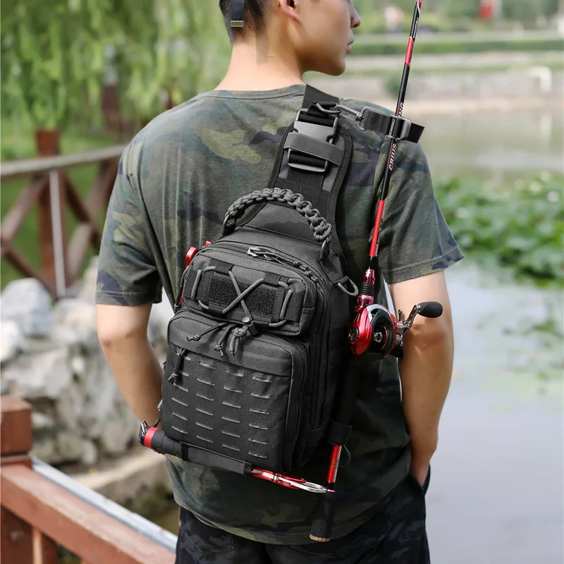 Laser Molle Tactical Camping Bag Military Backppack Chest Sling Outdoor FIshing Rod Bags Men Sports Handbags Shoulder Bag XA290A