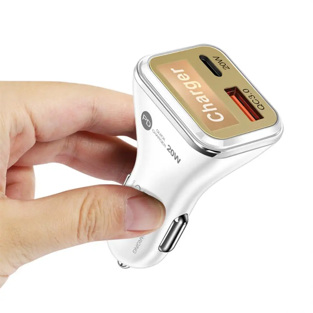 

Pd20w Car Charger Dual Fast Charge Car Cigarette Lighter One Tow Two Flash Charge Multifunctional Charger Adapter Qc3.0